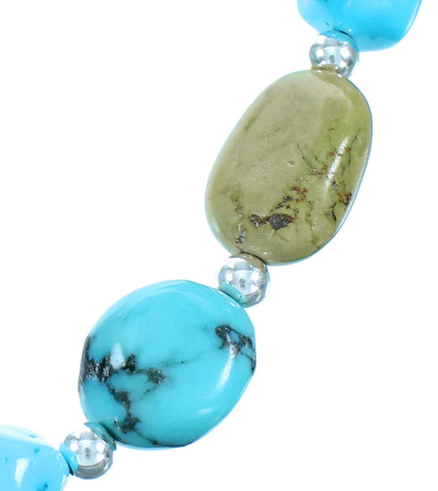 Turquoise Southwestern Genuine Sterling Silver Bead Necklace LX114238